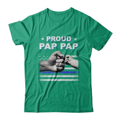 Proud Pap Pap Police Thin Blue Line Flag Fathers Day-T-Shirt & Hoodie-Classic T-Shirt-Kelly Green
