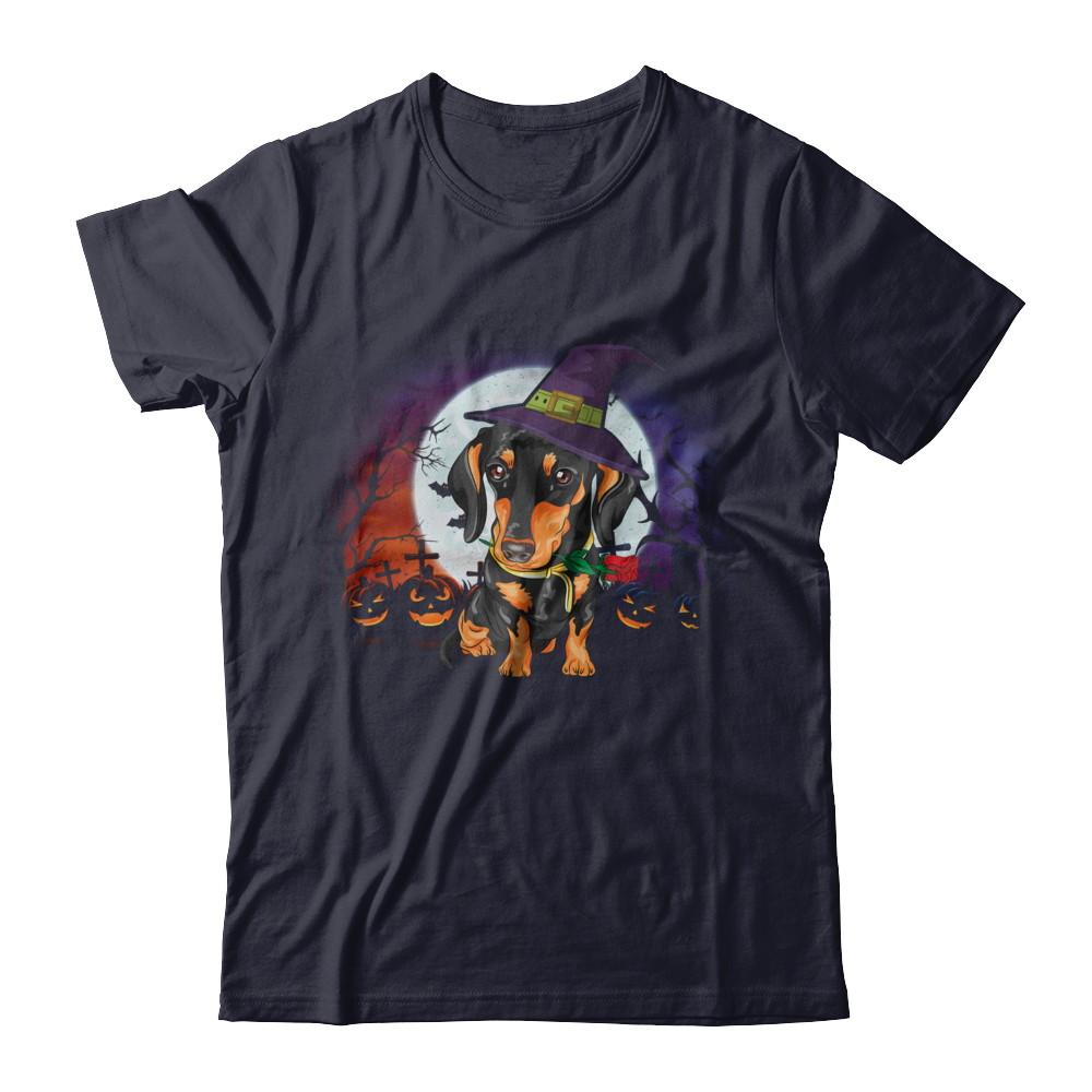 Cute Halloween Dachshund Puppy Pumpkins-T-Shirt & Sweatshirt-Premium T-Shirt-Midnight Navy