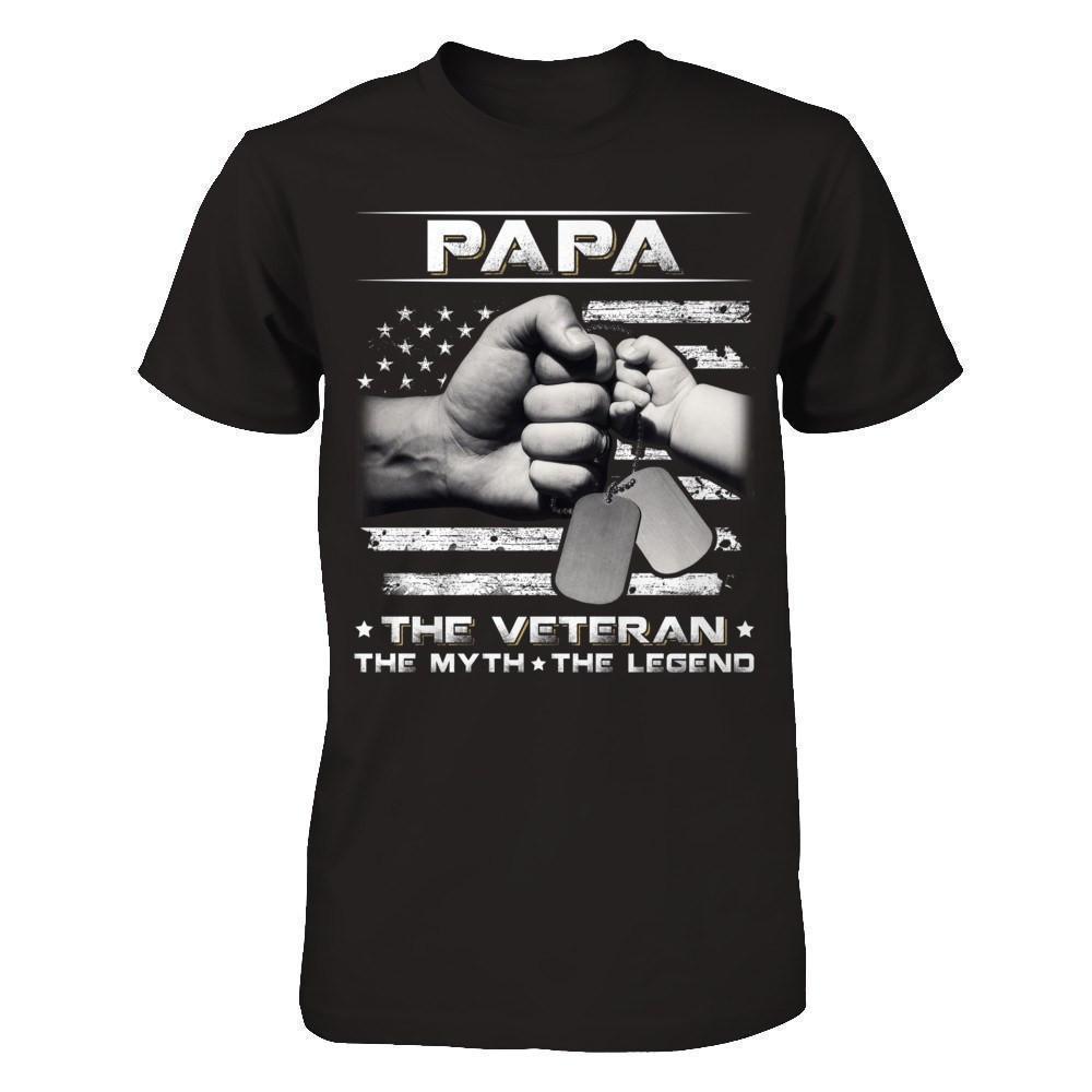 Papa The Veteran The Myth The Legend-T-Shirt & Hoodie-Classic T-Shirt-Black