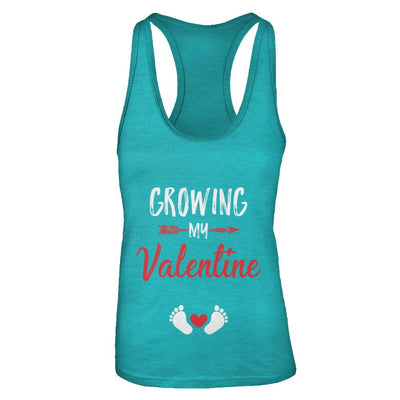 Growing My Valentine Mom Pregnancy Gifts-T-Shirt & Tank Top-Women's Ideal Racerback Tank-Tahiti Blue