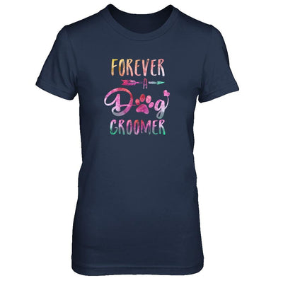 Dog Paw Hairstylist Forever A Dog Groomer For Women-T-Shirt & Tank Top-Women's T-Shirt-Navy
