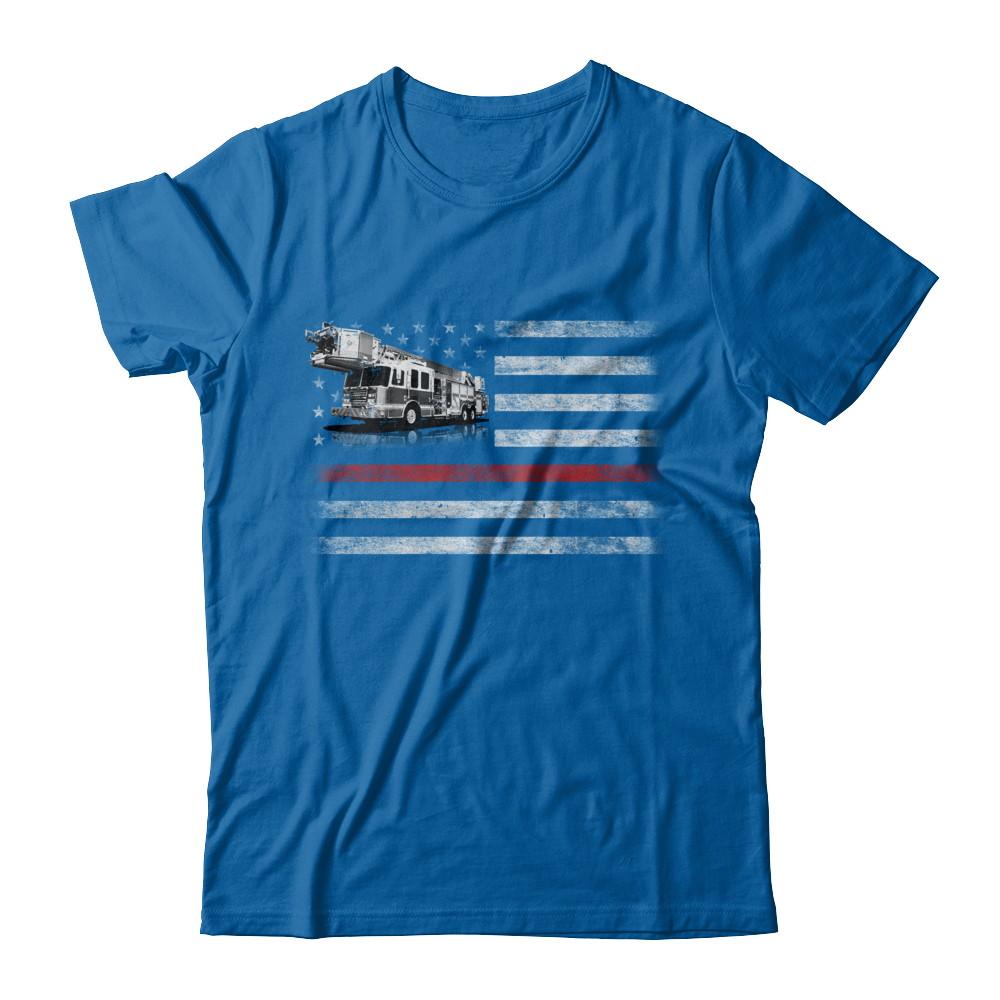 Patriotic Fireman American Flag Thin Red Line Firefighter-T-Shirt & Hoodie-Classic T-Shirt-Royal