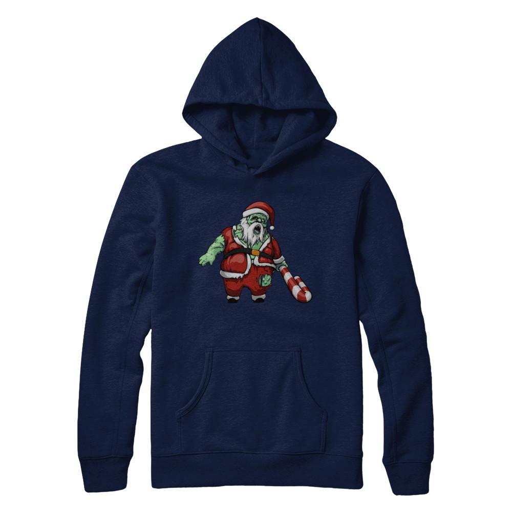 Zombie Santa Scary Christmas Halloween Costume-T-Shirt & Hoodie-Pullover Hoodie-Navy
