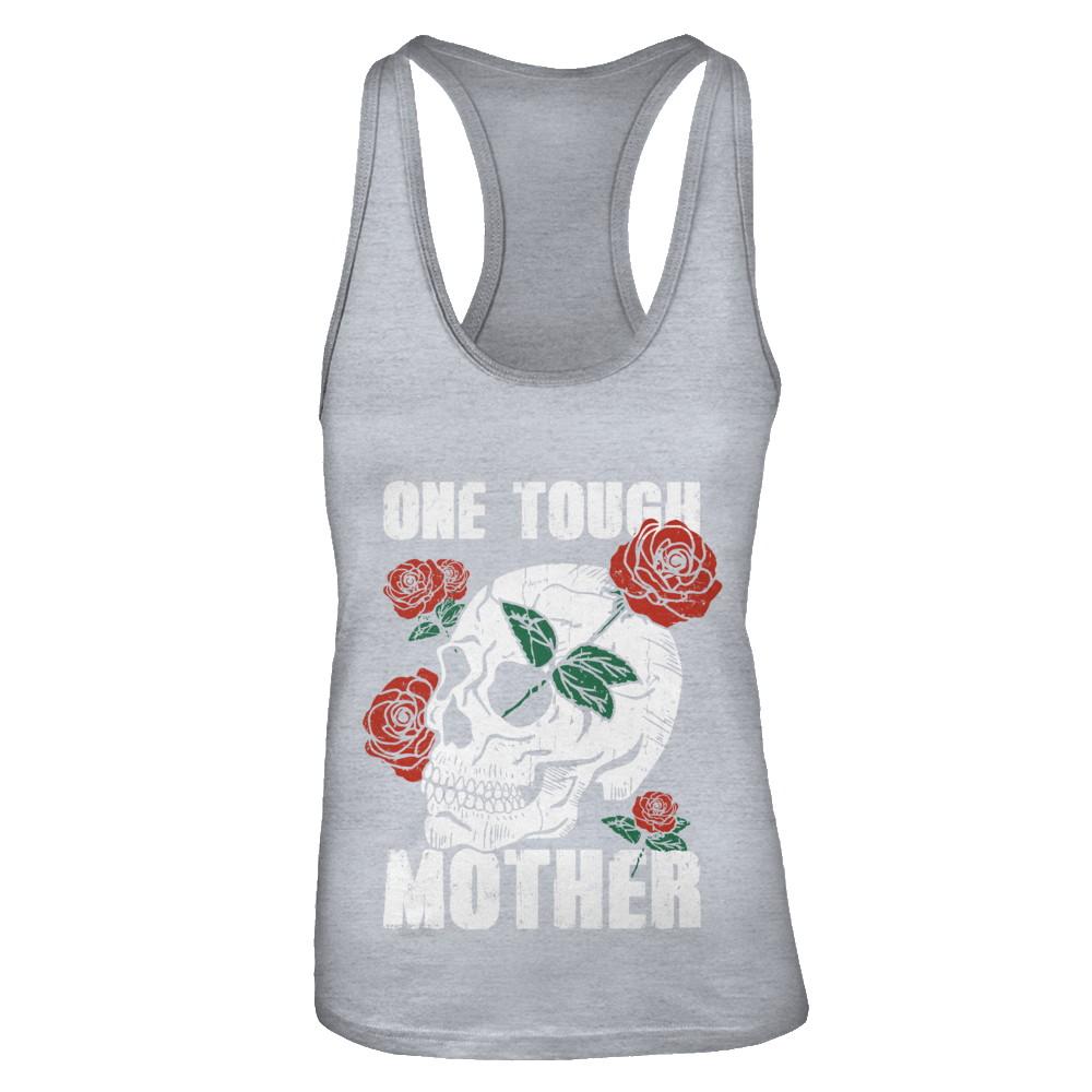 One Tough Mother Skull Rose-T-Shirt & Tank Top-Women's Ideal Racerback Tank-Heather Grey