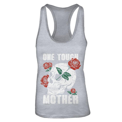 One Tough Mother Skull Rose-T-Shirt & Tank Top-Women's Ideal Racerback Tank-Heather Grey