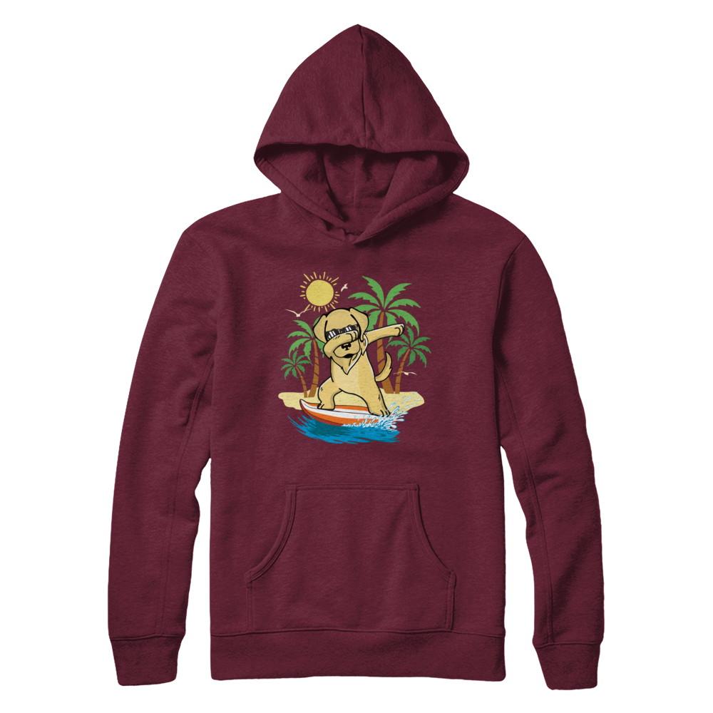 Summer Vacation Dabbing Golden Retriever Surfing Surfboard Gift-T-Shirt & Hoodie-Pullover Hoodie-Maroon