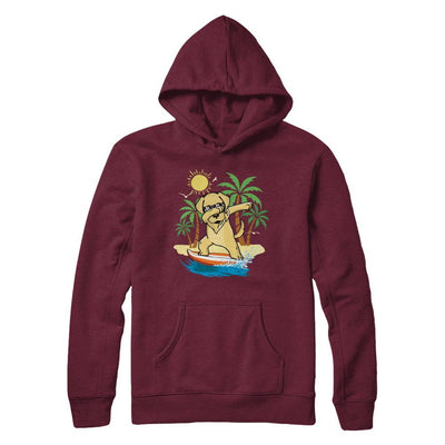 Summer Vacation Dabbing Golden Retriever Surfing Surfboard Gift-T-Shirt & Hoodie-Pullover Hoodie-Maroon