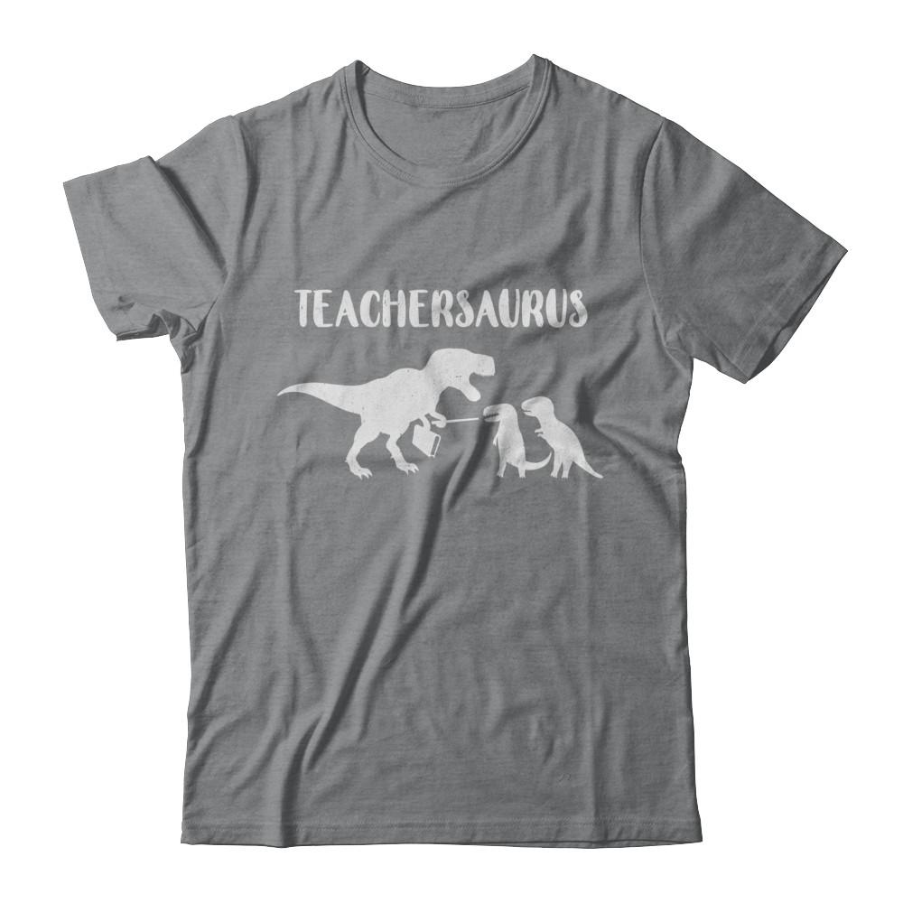 Teacher Funny Teachersaurus Dinosaur-T-Shirt & Hoodie-Classic T-Shirt-Sport Grey