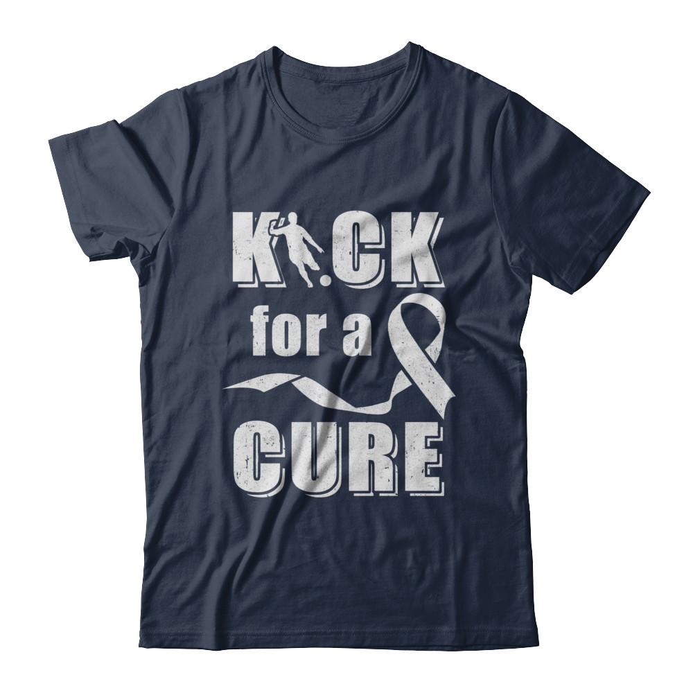 Kick For A Cure Soccer Clear Lung Cancer Awareness-T-Shirt & Hoodie-Classic T-Shirt-Navy