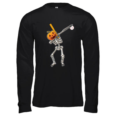 Halloween Dabbing Skeleton Baseball-T-Shirt & Hoodie-Long Sleeve T-Shirt-Black
