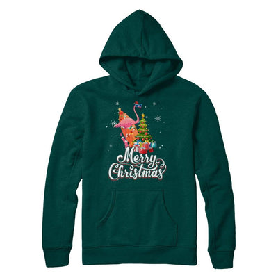 Flamingo Christmas Gift Merry Christmas Flamingo-T-Shirt & Sweatshirt-Pullover Hoodie-Deep Forest