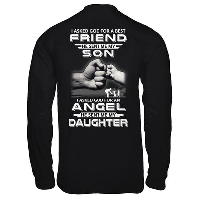 Asked God For A Best Friend He Sent Me My Son & Angel Daughter-T-Shirt & Hoodie-Long Sleeve T-Shirt-Black