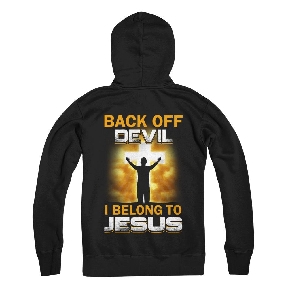 Back Off Devil I Belong To Jesus Christian-T-Shirt & Hoodie-Pullover Hoodie-Black