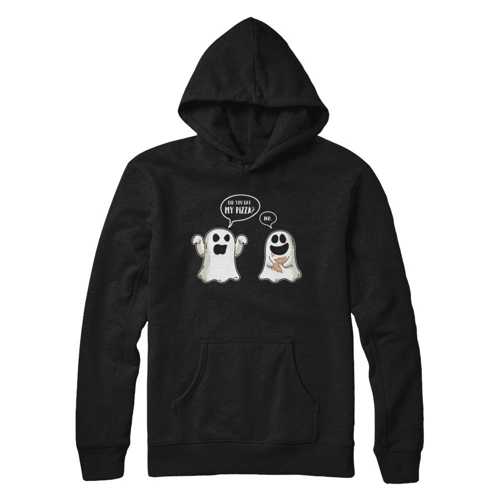 Funny Ghost Halloween Pizza Costume-T-Shirt & Hoodie-Pullover Hoodie-Black