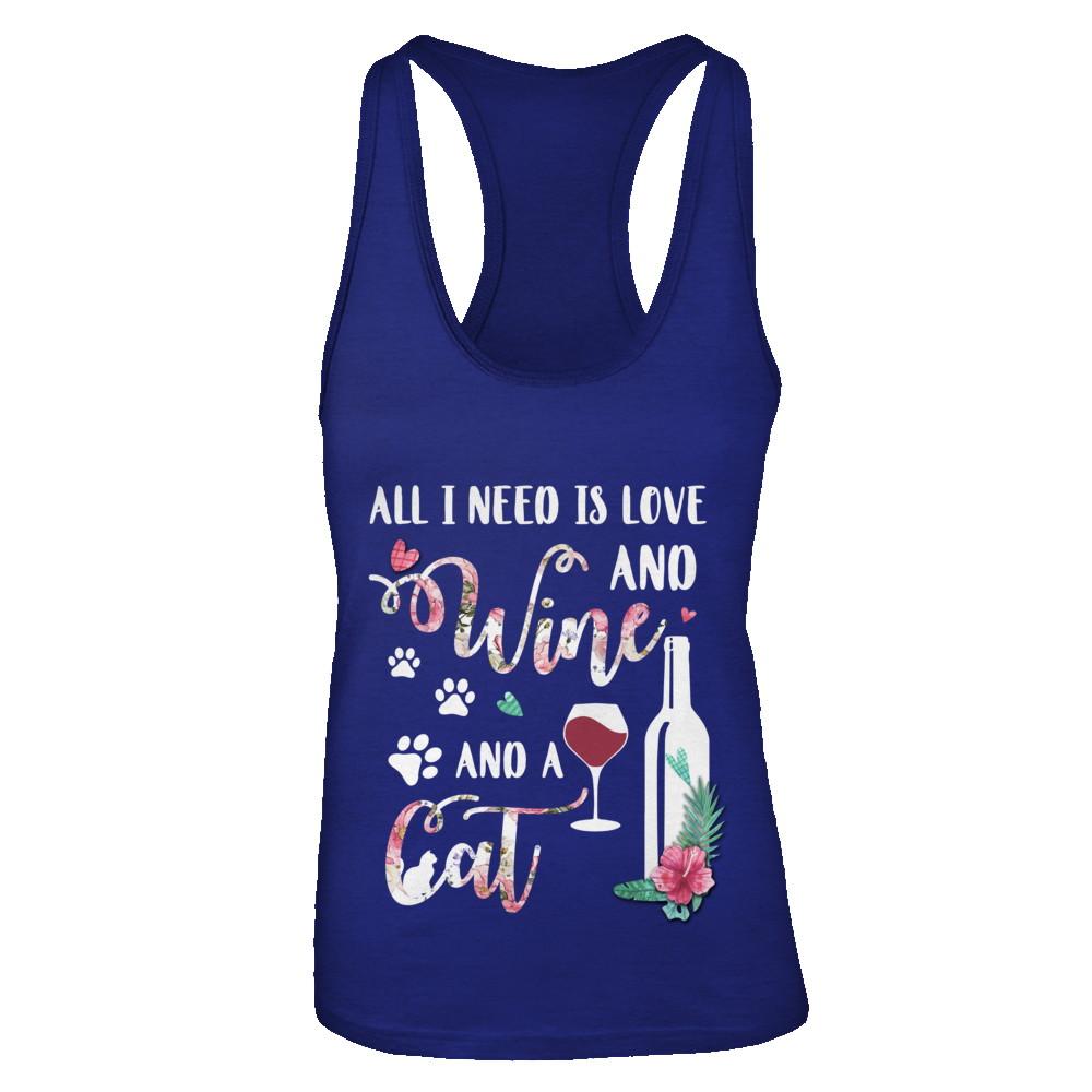 All I Need Is Love And Wine And A Cat-T-Shirt & Tank Top-Women's Ideal Racerback Tank-Royal