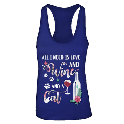 All I Need Is Love And Wine And A Cat-T-Shirt & Tank Top-Women's Ideal Racerback Tank-Royal