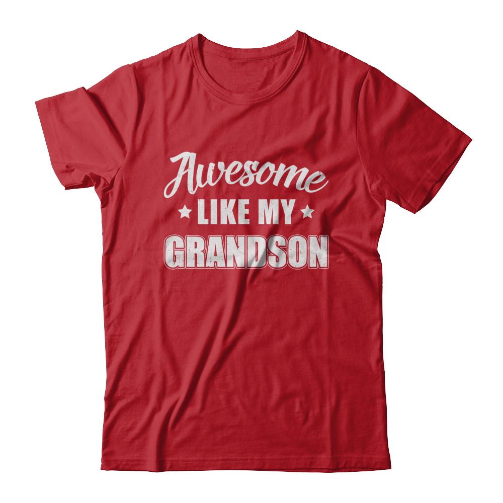 Awesome Like My Grandson Papa Grandma Fathers Mothers Day-T-Shirt & Hoodie-Classic T-Shirt-Red