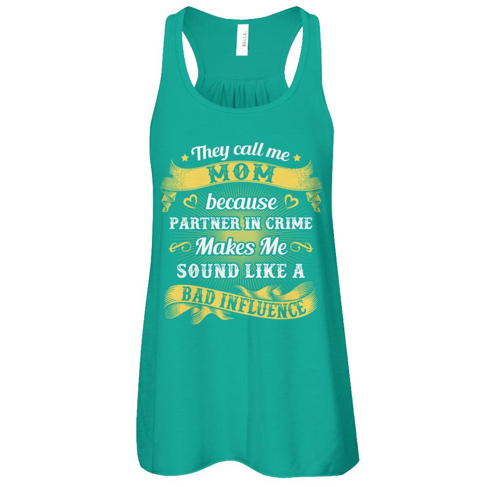 They Call Me Mom Because Partner In Crime-T-Shirt & Tank Top-Women's Flowy Racerback Tank-Kelly