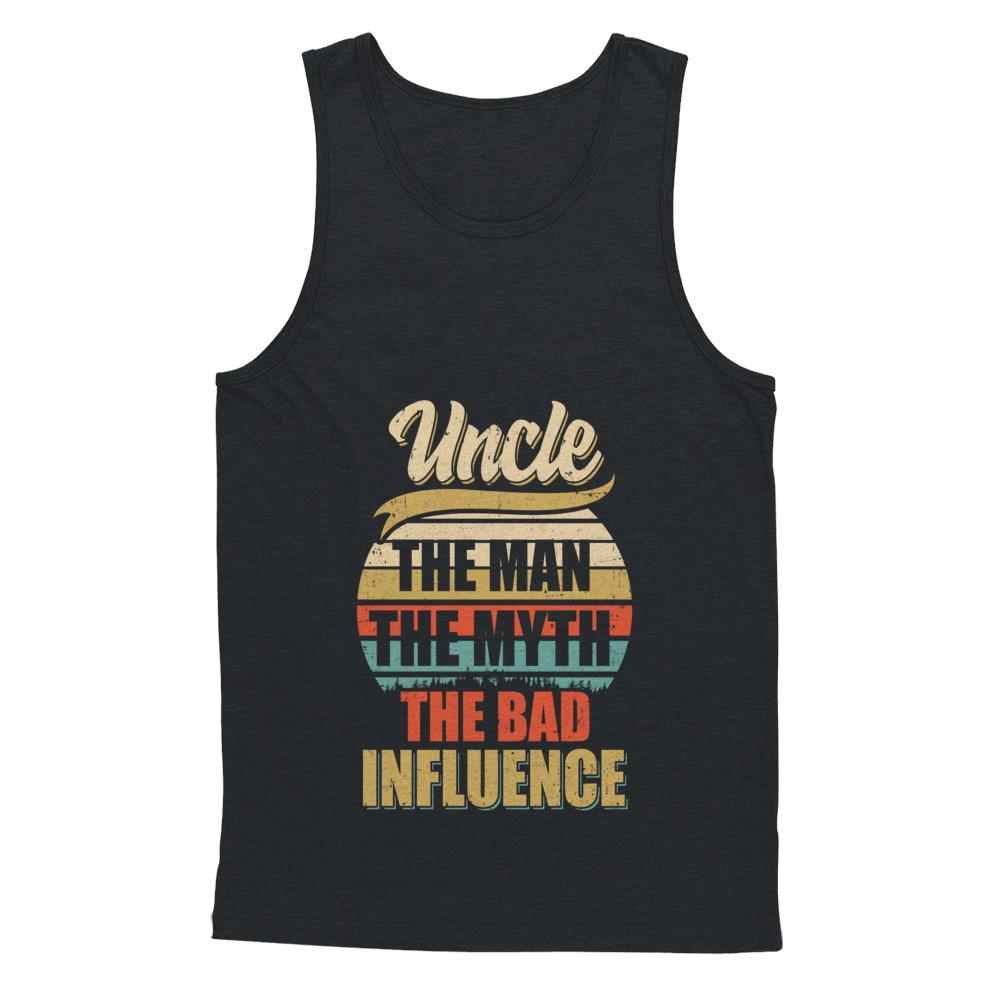 Vintage Uncle The Man The Myth The Bad Influence-T-Shirt & Hoodie-Unisex Tank-Black