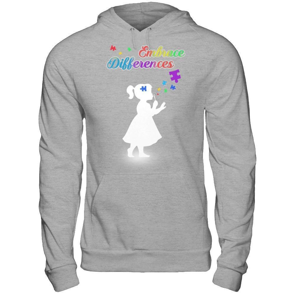 Autism Awareness Embrace Differences-T-Shirt & Hoodie-Pullover Hoodie-Sport Grey
