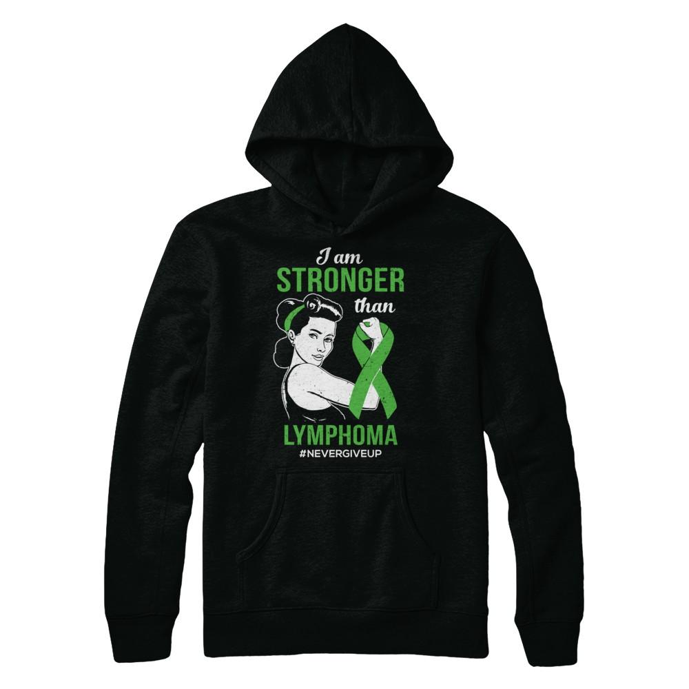 I Am Stronger Than Lymphoma Awareness Support-T-Shirt & Hoodie-Pullover Hoodie-Black