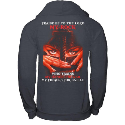 Praise Be To The Lord My Rock Who Trains My Hands For War-T-Shirt & Hoodie-Pullover Hoodie-Dark Heather