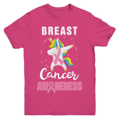 Inspirational Breast Cancer Awareness Unicorn Support Youth-Youth Shirt-Youth T-Shirt-Heliconia