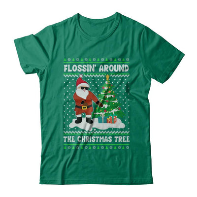 Flossin' Around The Christmas Tree Flossing Ugly Sweater-T-Shirt & Sweatshirt-Classic T-Shirt-Kelly Green