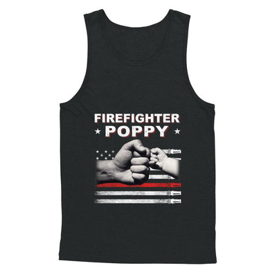 Firefighter Fireman Poppy American Flag Fathers Day-T-Shirt & Hoodie-Unisex Tank-Black