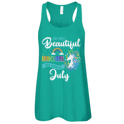 The Most Beautiful Unicorns Are Born In July Birthday-T-Shirt & Tank Top-Women's Flowy Racerback Tank-Kelly