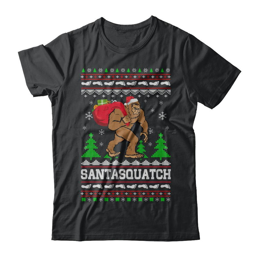 Funny Santasquatch Bigfoot Ugly Christmas Sweater Gift-T-Shirt & Sweatshirt-Classic T-Shirt-Black