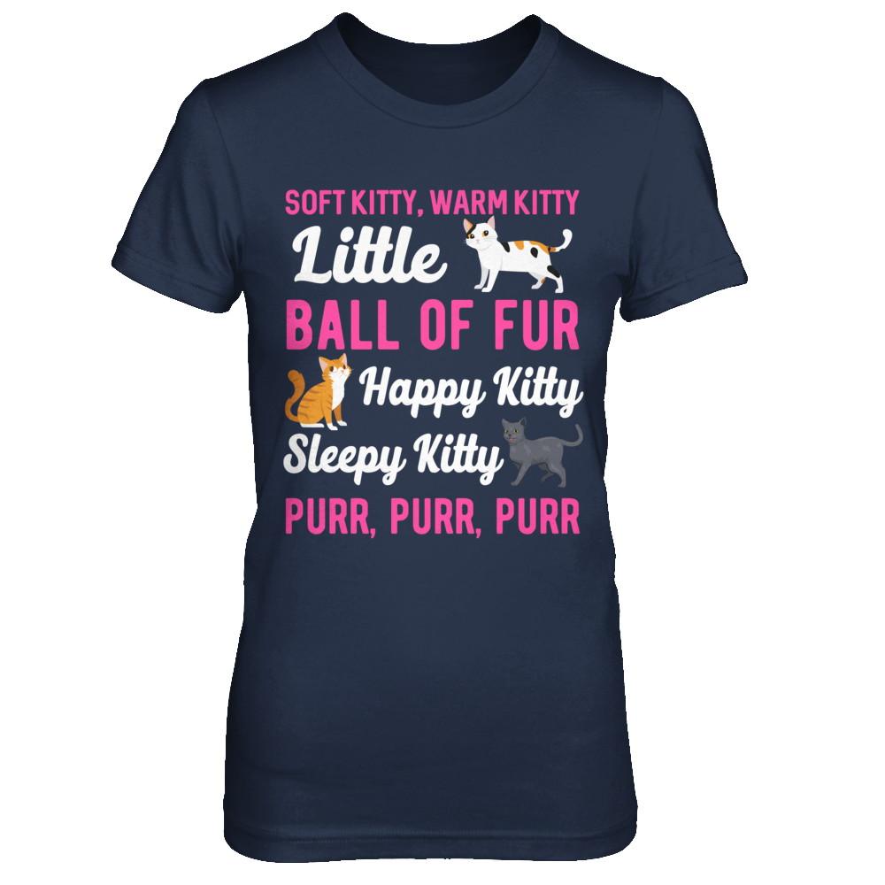 Soft Warm Little Ball Of Fur Happy Sleepy Kitty Cat-T-Shirt & Hoodie-Women's T-Shirt-Navy