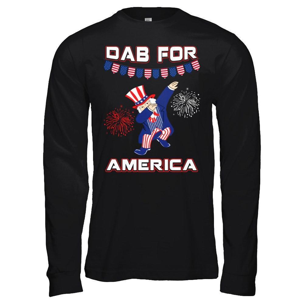 Funny Dabbing Uncle Independence Day 4Th Of July-T-Shirt & Hoodie-Long Sleeve T-Shirt-Black