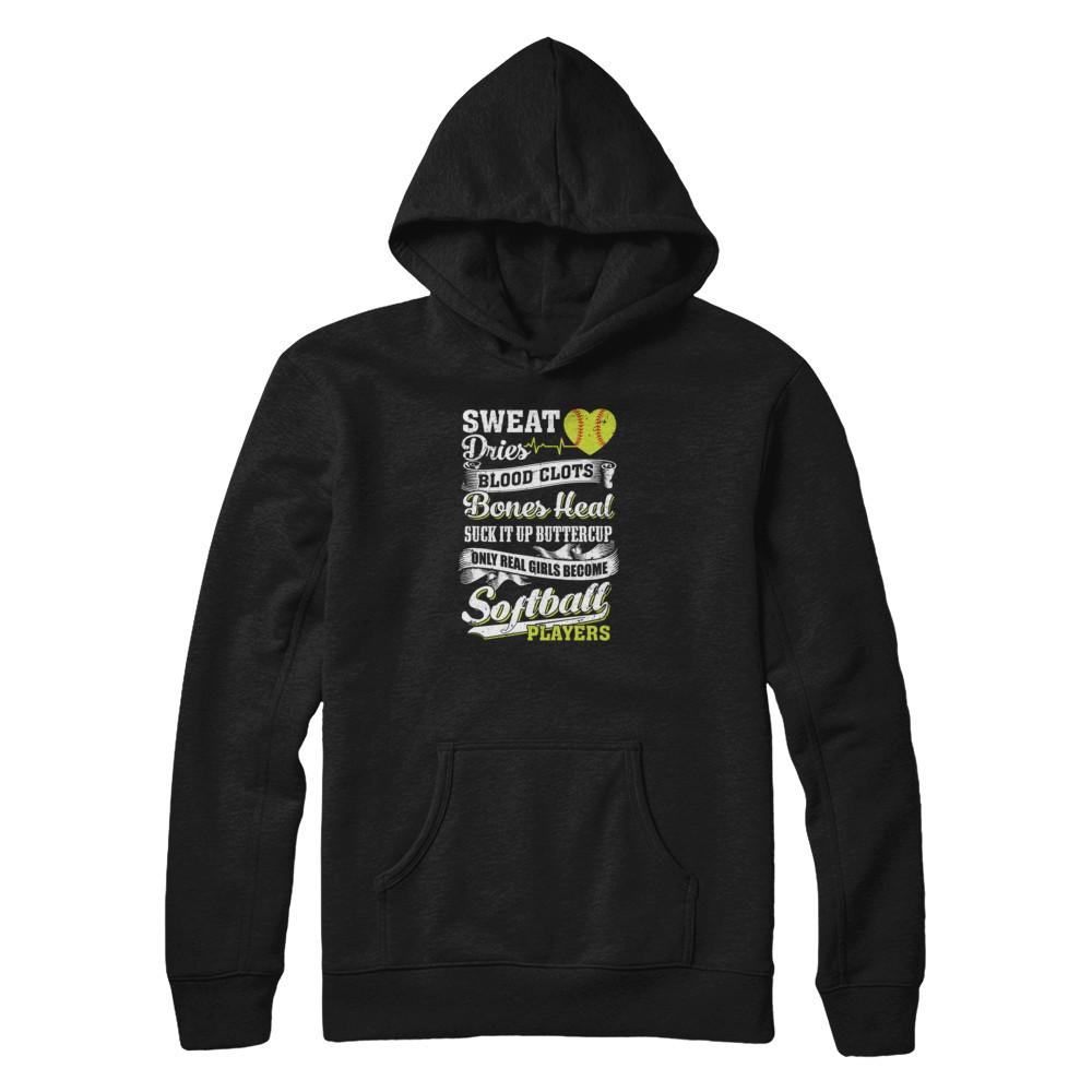 Real Girls Become Softball Players-T-Shirt & Tank Top-Pullover Hoodie-Black