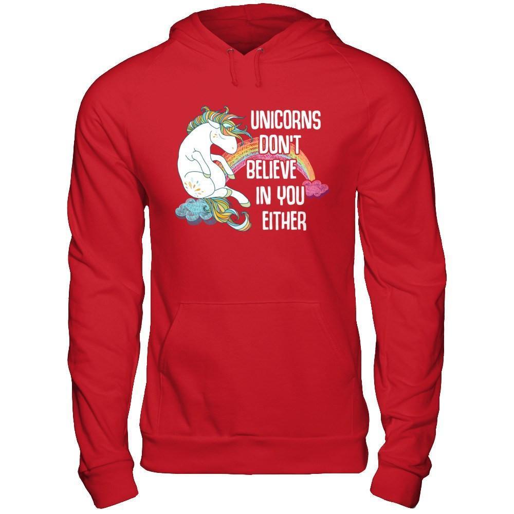 Unicorns Don't Believe In You Either-T-Shirt & Hoodie-Pullover Hoodie-Red