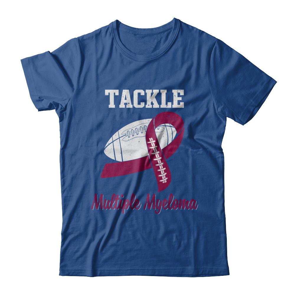 Football Survivor Tackle Burgundy Multiple Myeloma Awareness-T-Shirt & Hoodie-Classic T-Shirt-Royal