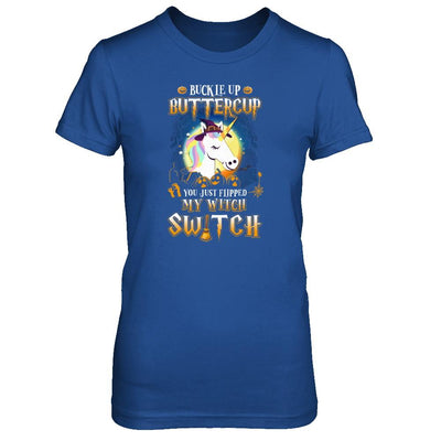 Buckle Up Buttercup Halloween Witch Unicorn Costume-T-Shirt & Tank Top-Women's T-Shirt-Royal