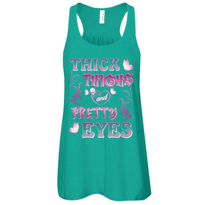 Thick Thighs Pretty Eyes-T-Shirt & Tank Top-Women's Flowy Racerback Tank-Kelly