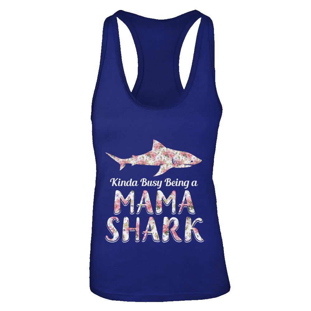 Mama Shark Kinda Busy Being A Mamashark-T-Shirt & Tank Top-Women's Ideal Racerback Tank-Royal