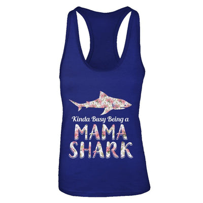 Mama Shark Kinda Busy Being A Mamashark-T-Shirt & Tank Top-Women's Ideal Racerback Tank-Royal