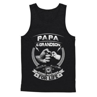Motocross Papa And Grandson Riding Partners For Life-T-Shirt & Hoodie-Unisex Tank-Black