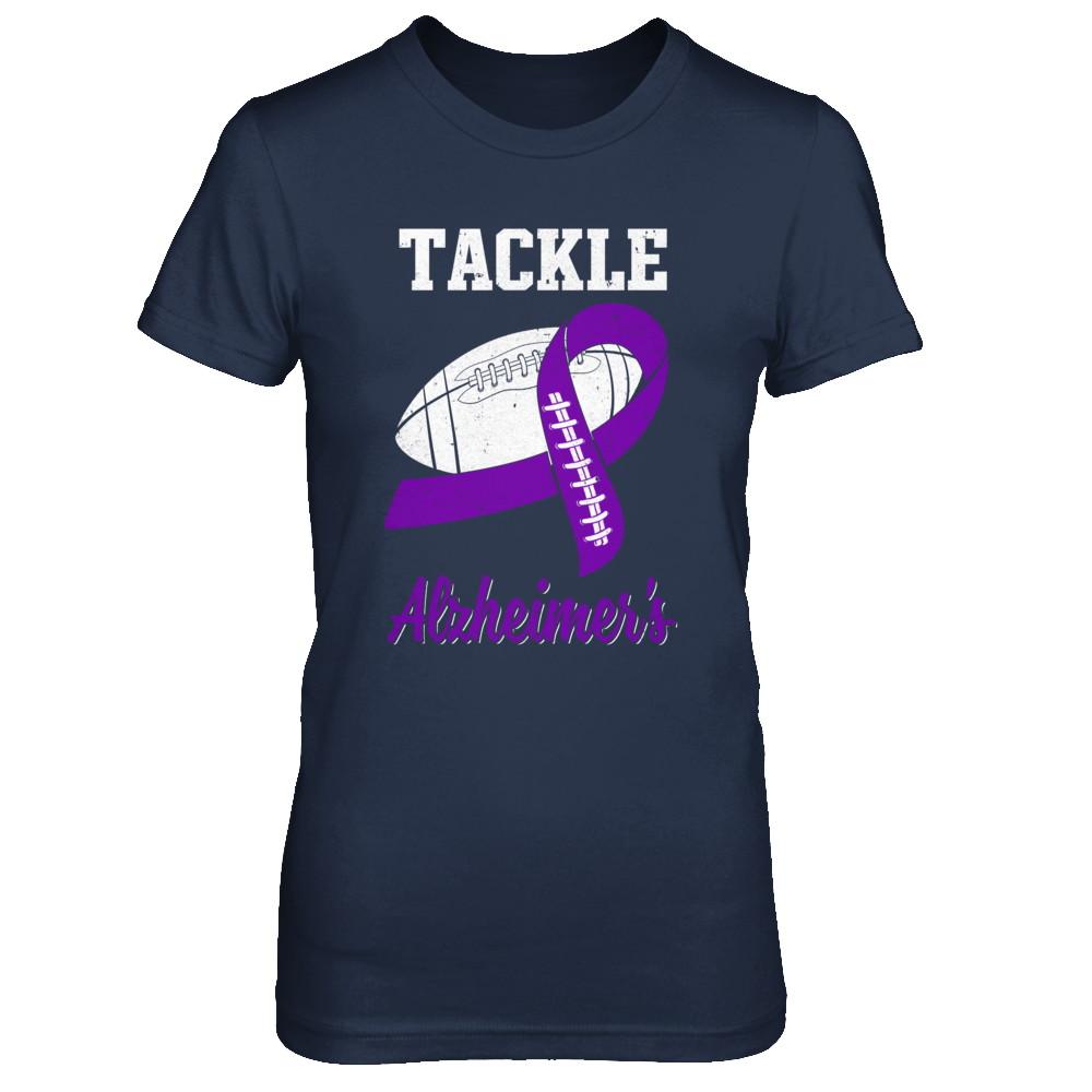 Football Survivor Tackle Purple Alzheimer's Awareness-T-Shirt & Hoodie-Women's T-Shirt-Navy
