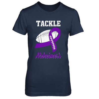 Football Survivor Tackle Purple Alzheimer's Awareness-T-Shirt & Hoodie-Women's T-Shirt-Navy