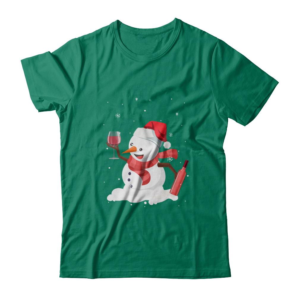 Snowman Wine Drinking Wine Lovers Christmas Gift-T-Shirt & Sweatshirt-Classic T-Shirt-Kelly Green