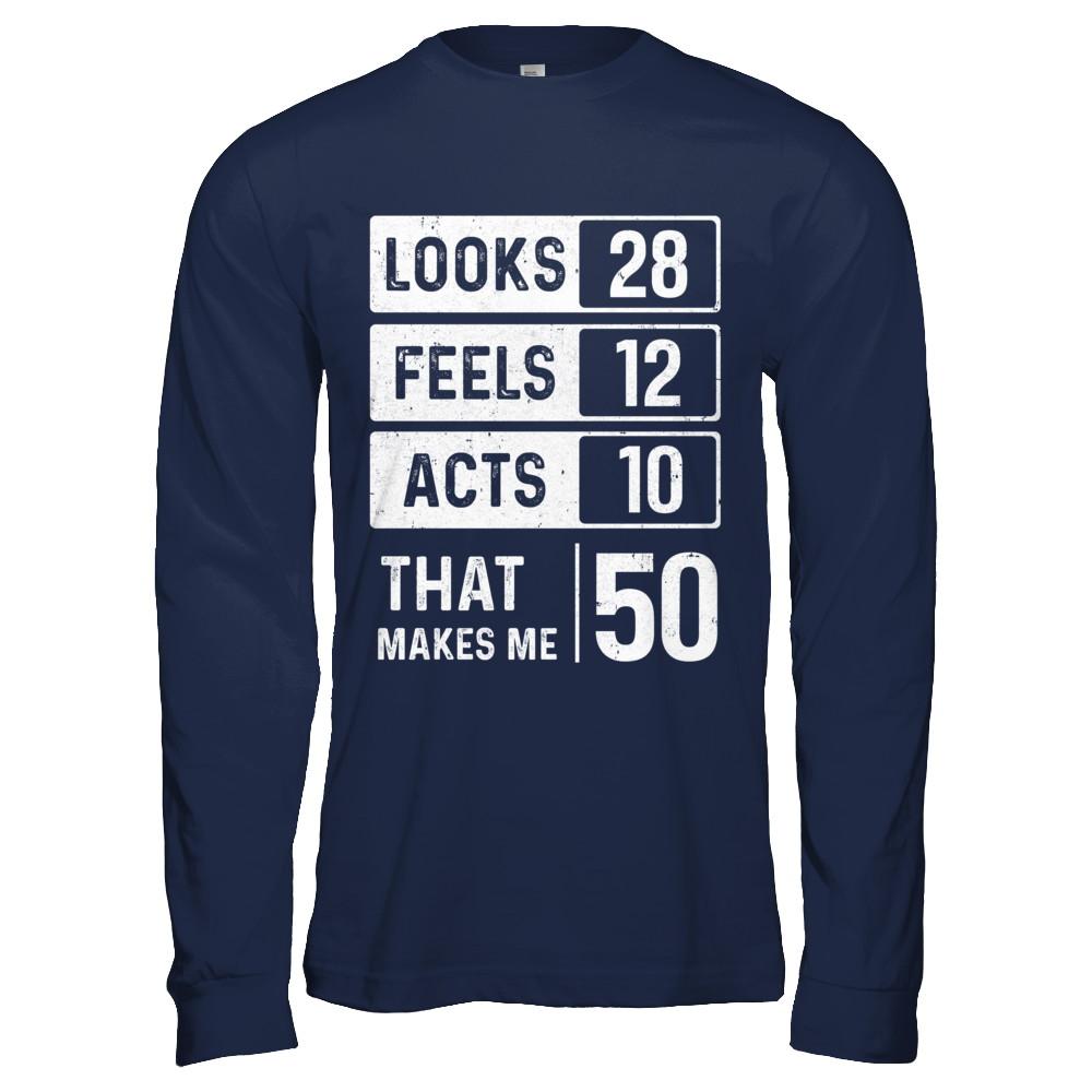1971 50th Years Old Birthday Looks Feels Acts Make Me 50th-T-Shirt & Hoodie-Long Sleeve T-Shirt-Navy