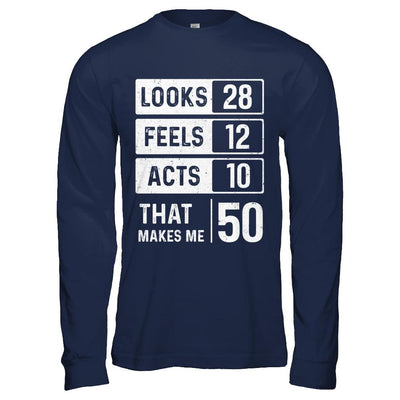 1971 50th Years Old Birthday Looks Feels Acts Make Me 50th-T-Shirt & Hoodie-Long Sleeve T-Shirt-Navy