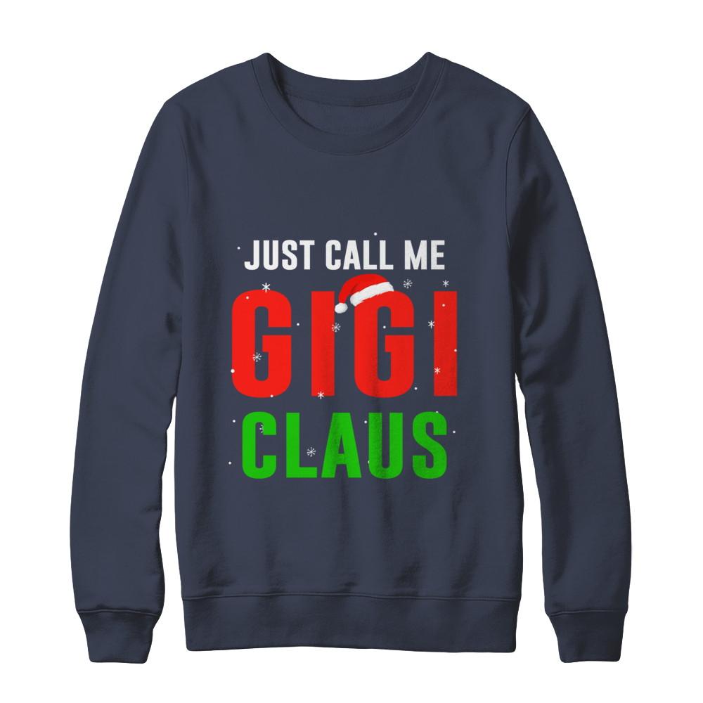 Santa Gigi Claus Matching Family Christmas Pajamas-T-Shirt & Sweatshirt-Crewneck Sweatshirt-Navy