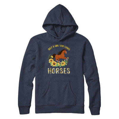 Just A Girl Who Loves Horses And Sunflowers-T-Shirt & Hoodie-Pullover Hoodie-Navy