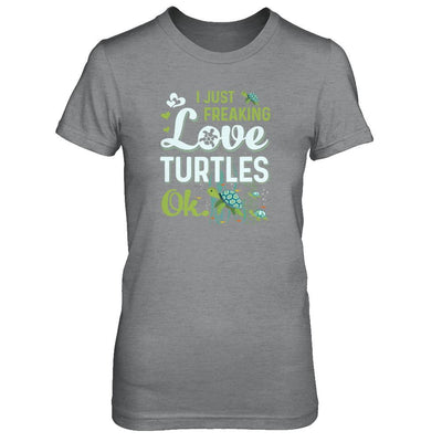I Just Freaking Love Turtles Ok Sea Turtle Beach-T-Shirt & Tank Top-Women's T-Shirt-Sport Grey