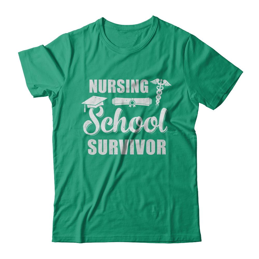 Nurse Graduate Gifts Nursing School Survivor Gradution-T-Shirt & Hoodie-Classic T-Shirt-Kelly Green